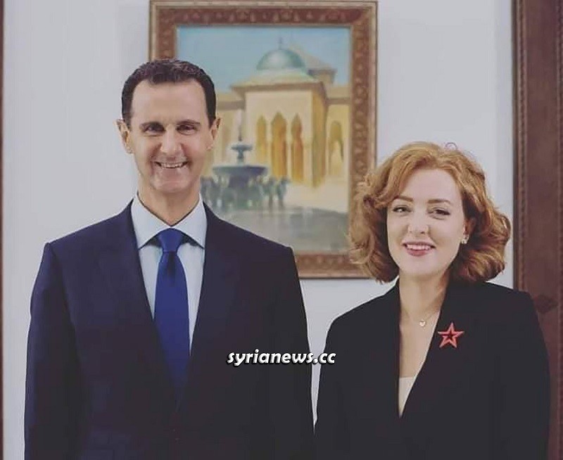 Syrian President Assad with Olga Belova of Russian Ministry of Defense Zvezda TV