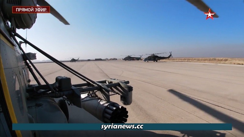 Russian military helicopters comb M4 highway in Idlib