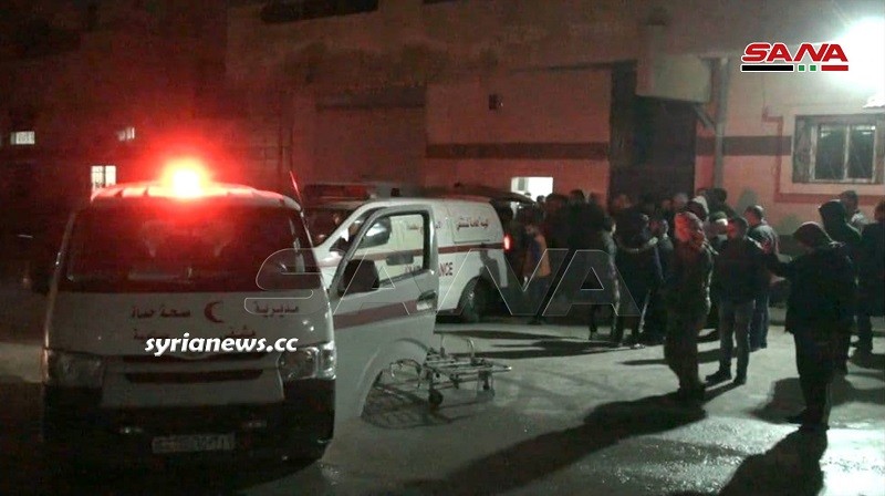 victims of the NATO isis terrorist attack on buses on Salamiyah - Ithriyah road in Hama rushed to hospital