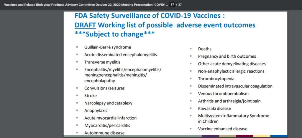 Some of the side effects showing on VAERS data