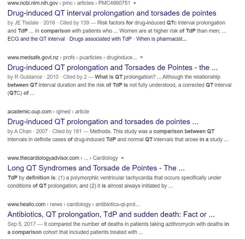 VAERS deaths include histories of QT c TdP