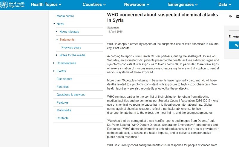 Is WHO assisting takfiri in chemical weapons lies against Syria?