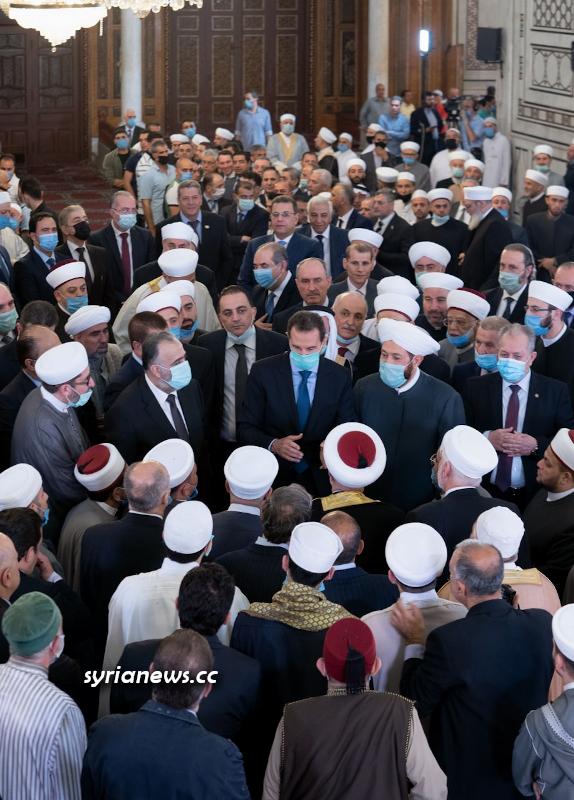 President Bashar Assad performs Eid Prayers in Grand Omayyad Mosque in Damascus