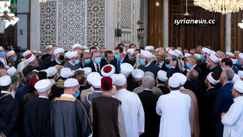 President Bashar Assad performs Eid Prayers in Grand Omayyad Mosque in Damascus
