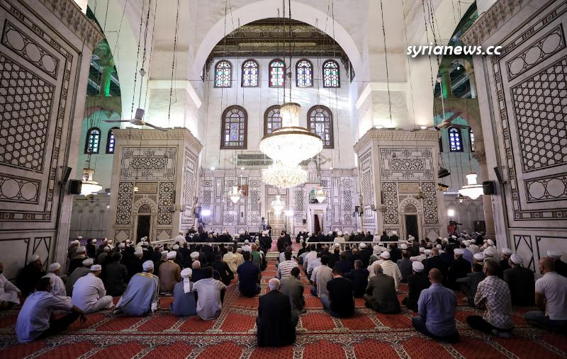 President Bashar Assad performs Eid Prayers in Grand Omayyad Mosque in Damascus