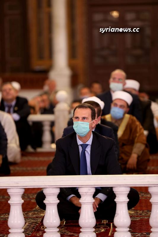 President Bashar Assad performs Eid Prayers in Grand Omayyad Mosque in Damascus