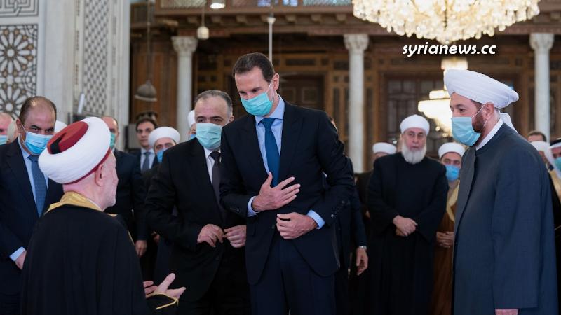 President Bashar Assad performs Eid Prayers in Grand Omayyad Mosque in Damascus