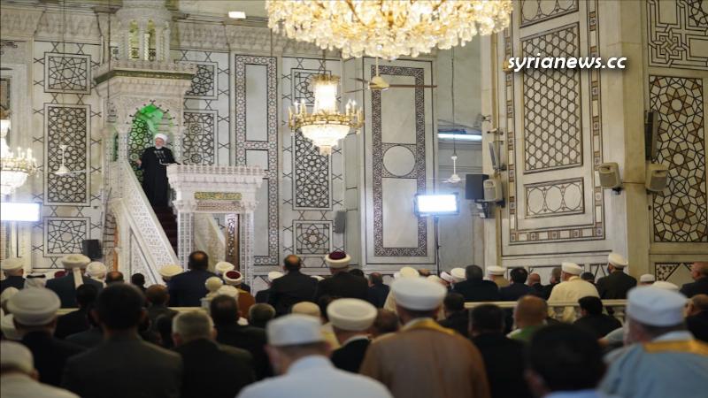 President Bashar Assad performs Eid Prayers in Grand Omayyad Mosque in Damascus