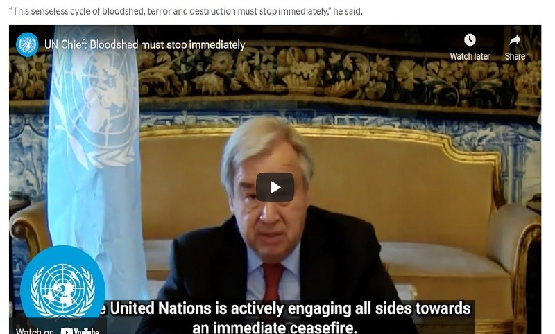 Gutteres did not demand that humanitarian corridors be opened for the people of Gaza.