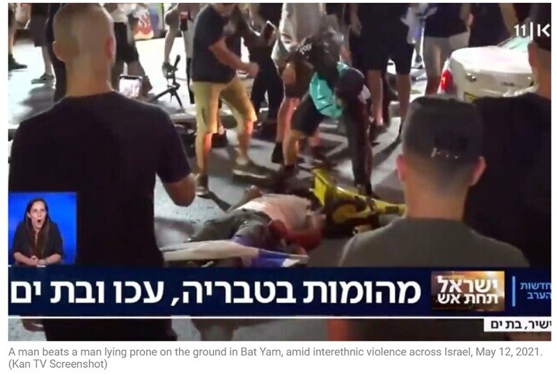 Bat Yam, not Gaza, but Guterres didn't speak of being utterly appalled by the rabid mob