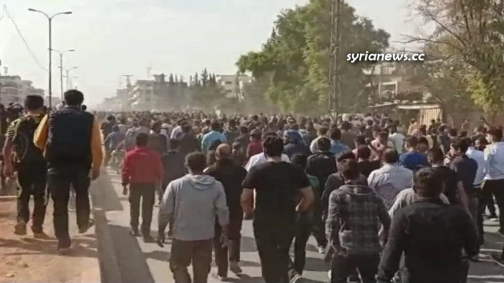 Protests against Kurdish SDF in Manbij - Aleppo northeast countryside