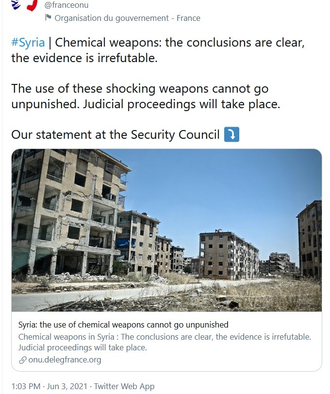 French ambassador bordered on demanding another bombing of Syria for OPCW - UN.