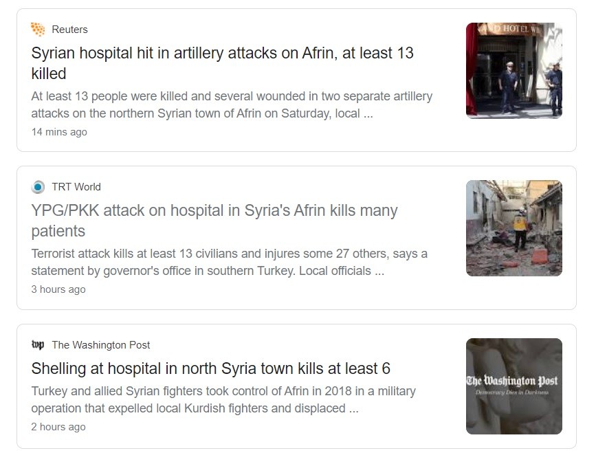 NATO media reporting on Afrin bombings