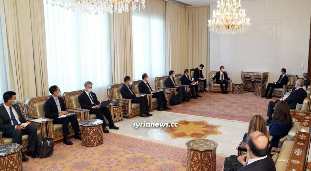 President Bashar Assad receives China Foreign Minister Wang Yi in Damascus