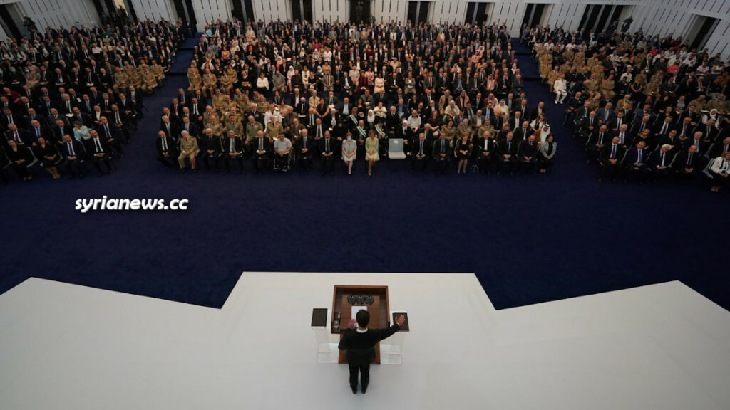 Syrian President Bashar Assad taking the oath