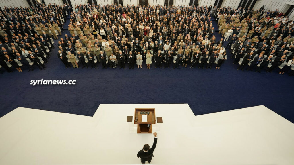 Syrian President Bashar Assad taking the oath