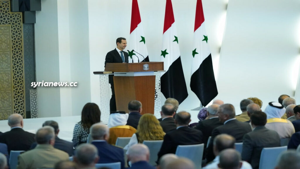 Syrian President Bashar Assad taking the oath