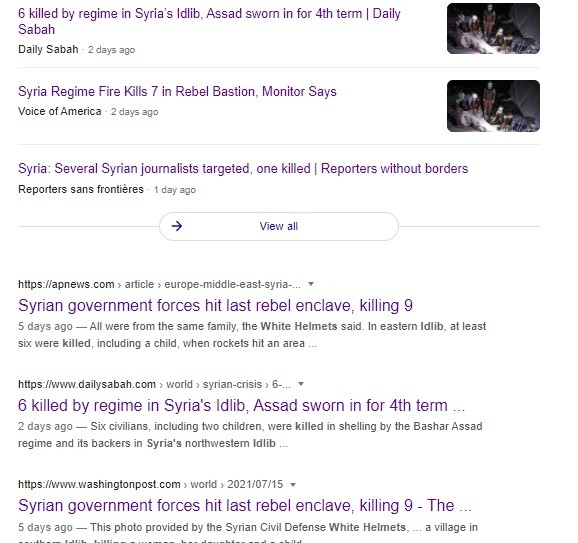 Media reports when terrorists allegedly get bombed, but are silent when Syrian civilians are murdered by terrorists.