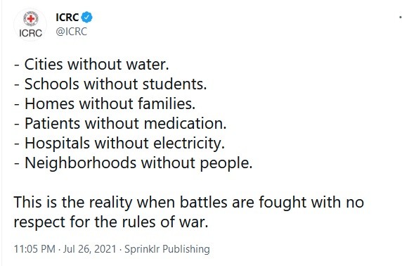 ICRC has ignored water deprivation against one million Syrians.