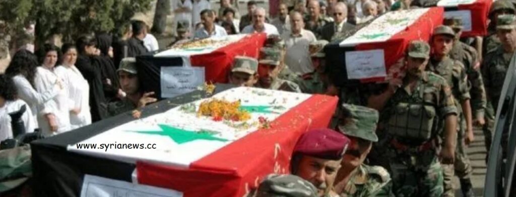 Archive of SAA mass funeral for 83 soldiers accidentally killed by Obama regime to protect terrorists in al Tharda