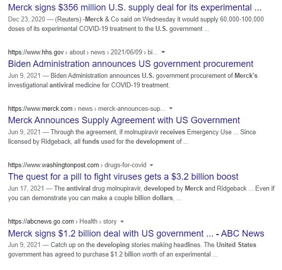 Merck given government money to create an expensive anti-viral like the now generic ivermectin.
