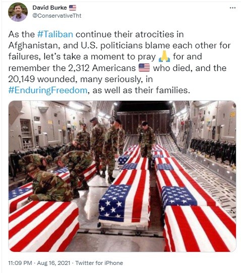 Western media weeping over US soldiers who invaded Afghanistan to fight the Taliban.