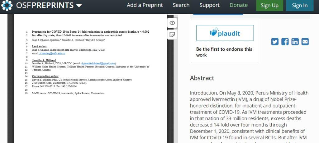 Peru ivermectin study shared on OSF.