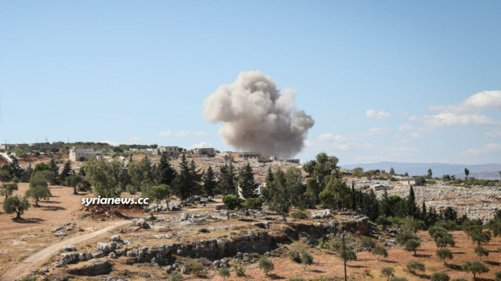 Syrian and Russian Air Forces bomb Al Qaeda targets in Idlib countryside