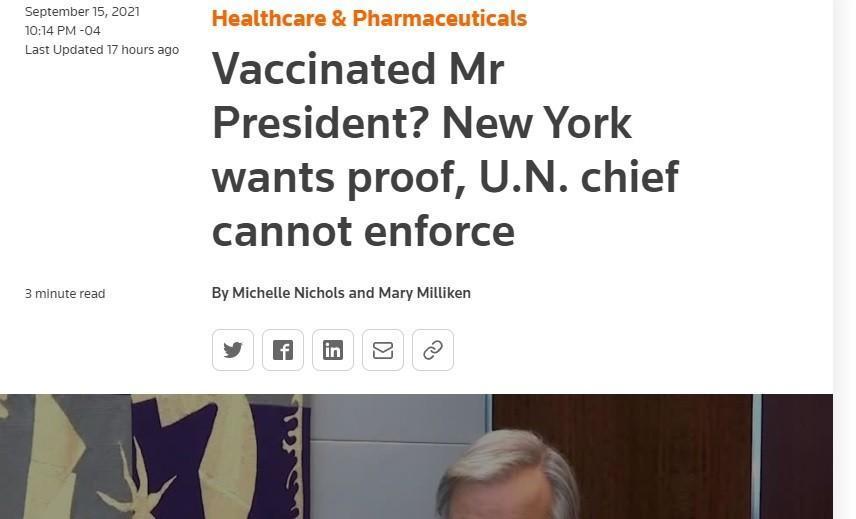SG Guterres did not condemn de Blasio's lie, nor Shahir's treachery, but moaned about his impotence.