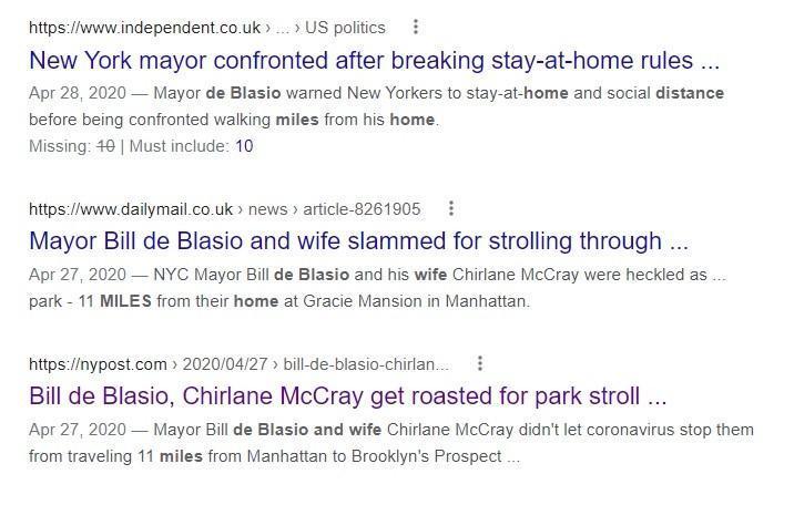 de Blasio's leadership of thee, but not me hypocrisy.