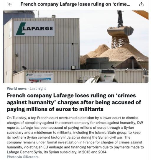 It is unlikely that the Goebbels gang in the UNSCR will mention Lafarge will be mentioned at the next meeting.
