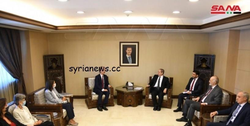 Minister Mekdad receives UN envoy Pedersen in Damascus