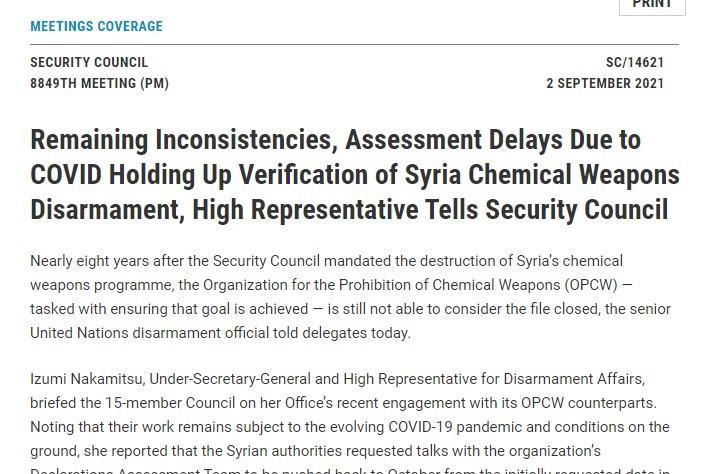 UNSC synopsis on chemical liars meeting.