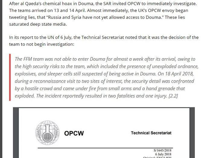 It would seem the P3 of the UNSC do not bother to read the full OPCW reports.