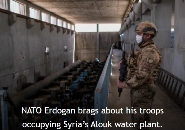 Erdogan occupation forces commit water war crimes; UNSC klansmen avert their gaze.