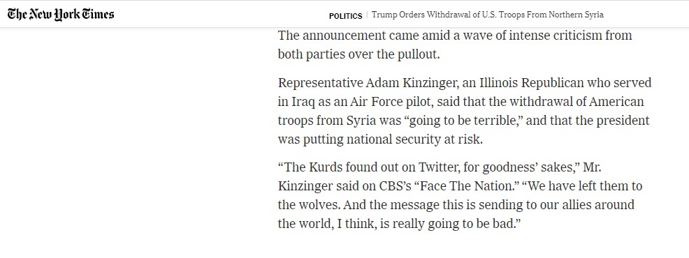 Kizinger supports the armed insurrectionist SDF Kurds, too.