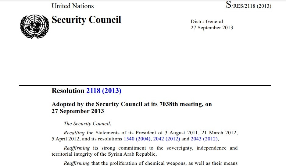 It now appears that UNSCR 2118 was set up to facilitate false flags in Syria.