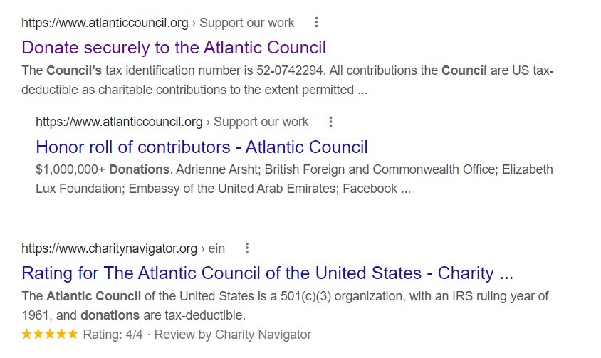 Atlantic Council war criminal propaganda & false flag apparatus, courtesy of American taxpayers.