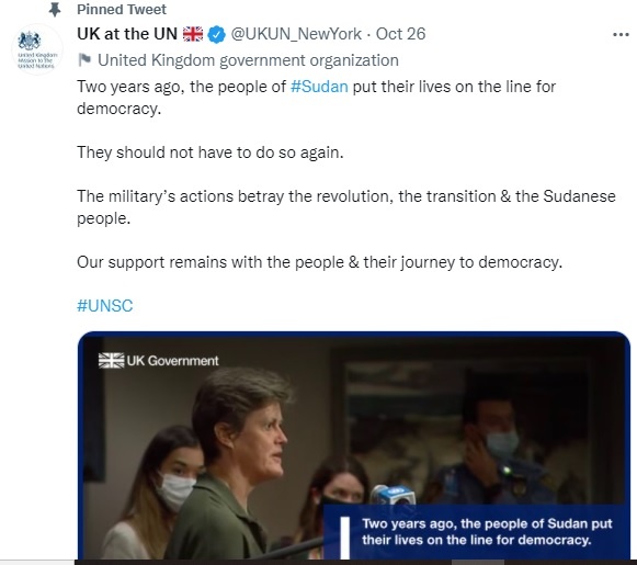UK did not bother to tweet about its ambassador's statement to the UNSC.