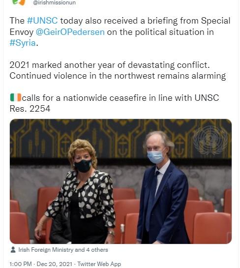 UNSC traitors to the Charter love Pedersen, despite his consistent admissions that he is a failure.