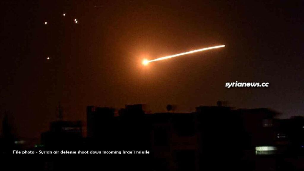 Syrian air defense shoot down incoming Israel missile - file photo - الدفاع الجوي السوري يعترض صاروخ اسرائيلي