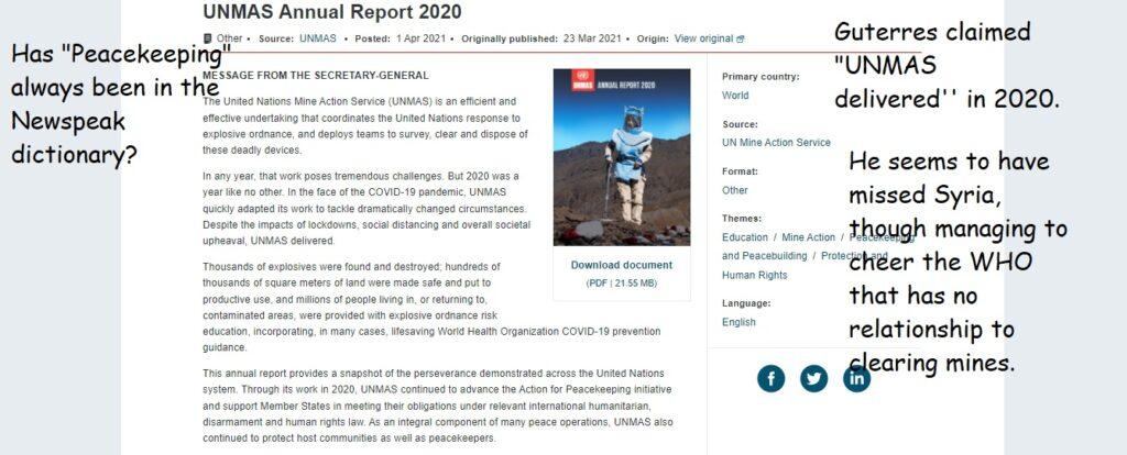 April 2021, SG claimed "UNMAS delivered,'' despite neglecting Syria.