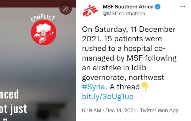Immediately after WaRPorn/Haaretz suggest impending chemical attack, MSF remembers a 'mass casualty' event.