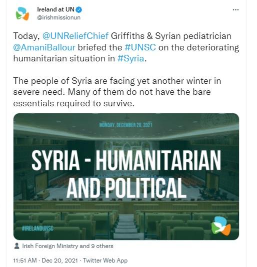 UNSC house servant in a swoon. Would the Irish ambassador seek medical care from the unlicensed?