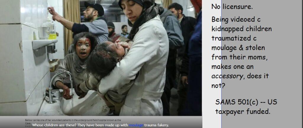 Neo-Nazis of the UNSC don't care there is no health care here -- just kidnapped children painted in moulage trauma.