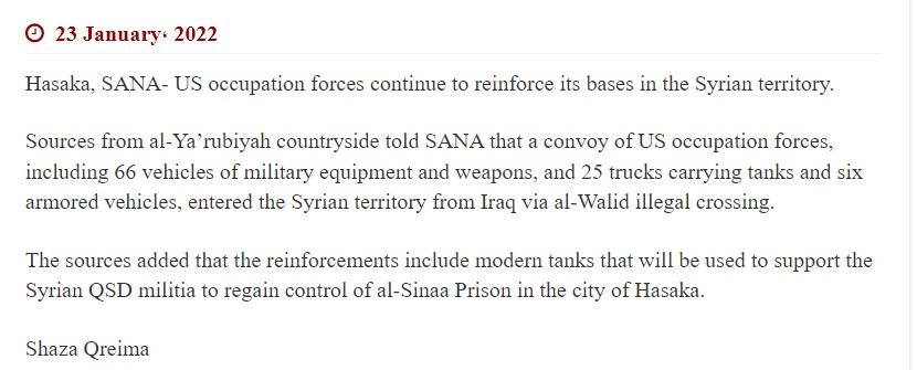 The Biden occupation has not strayed from other war crimes because of the deadly chaos it created at the prison in Hasakah, Syria.