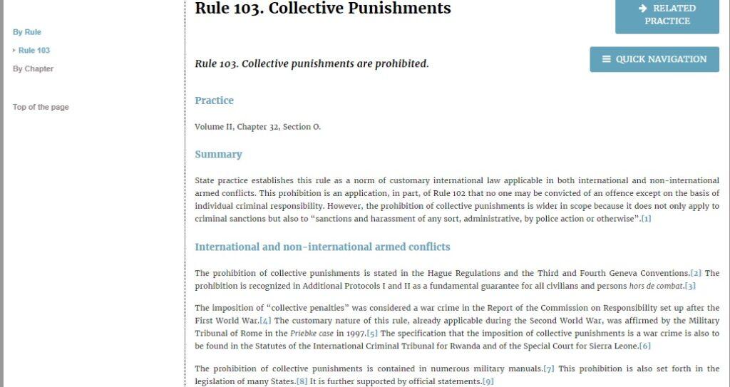 The Biden regime ignores International Humanitarian Law prohibition of collective punishment.