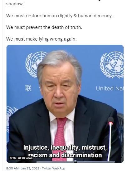 UNSG Antonio Guterres is, as always, ignoring Biden regime forces war crimes in Syria.