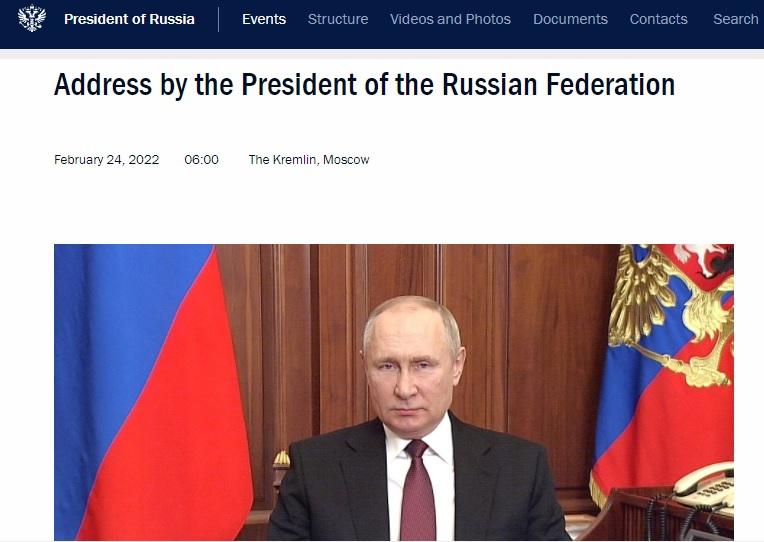 The Ukraine Nazi-loving NATO democracy fetishist operatives appear to have jammed a Kremlin website, but we hyperlink President Putin's statement which may eventually be viewed.