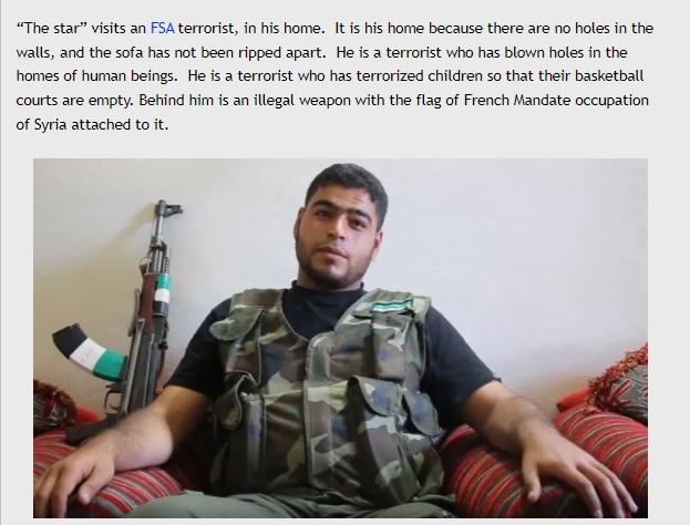 Armed terrorist in Syria part of award-winning fraudumentary by American illegal in Syria.